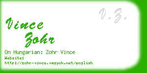 vince zohr business card